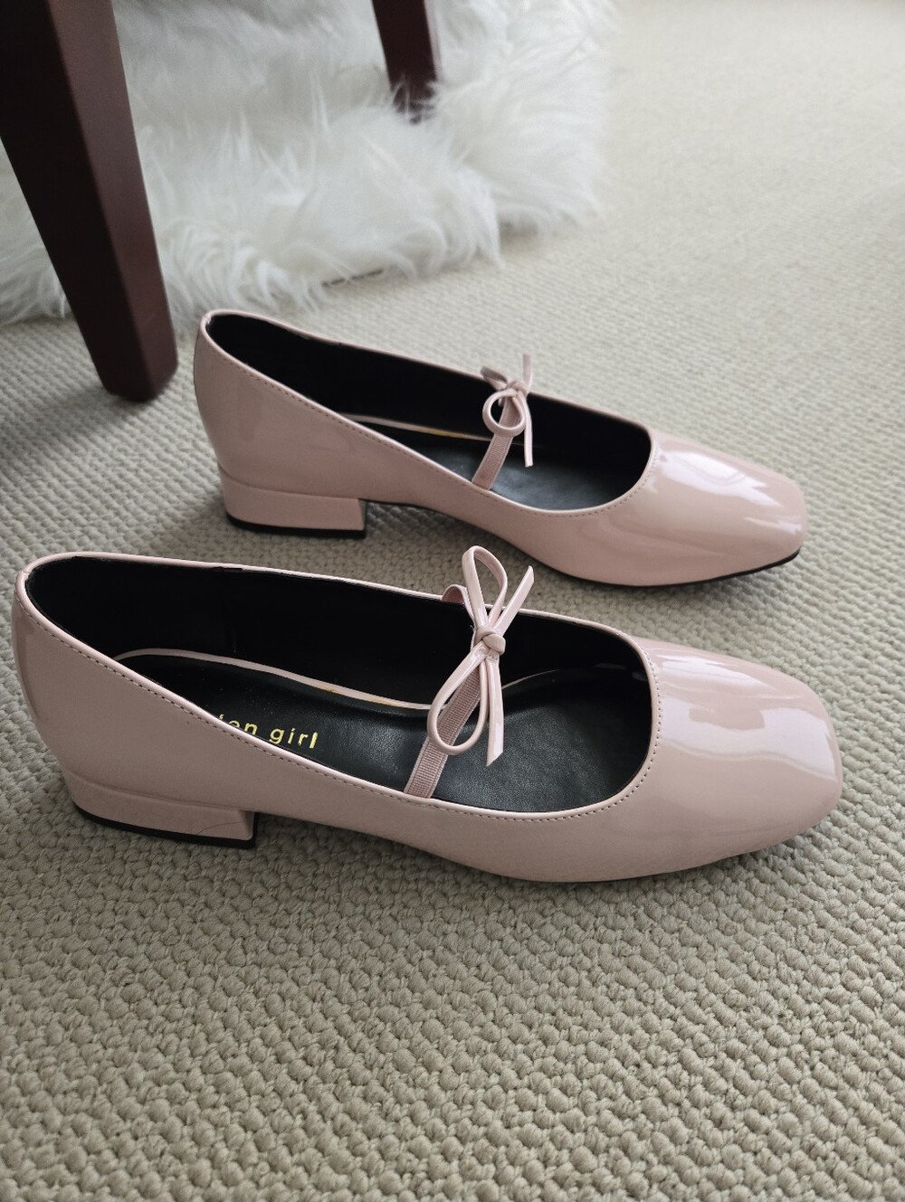 Madden Girl Patent Leather Ballet Flats with Bow - Blush Pink